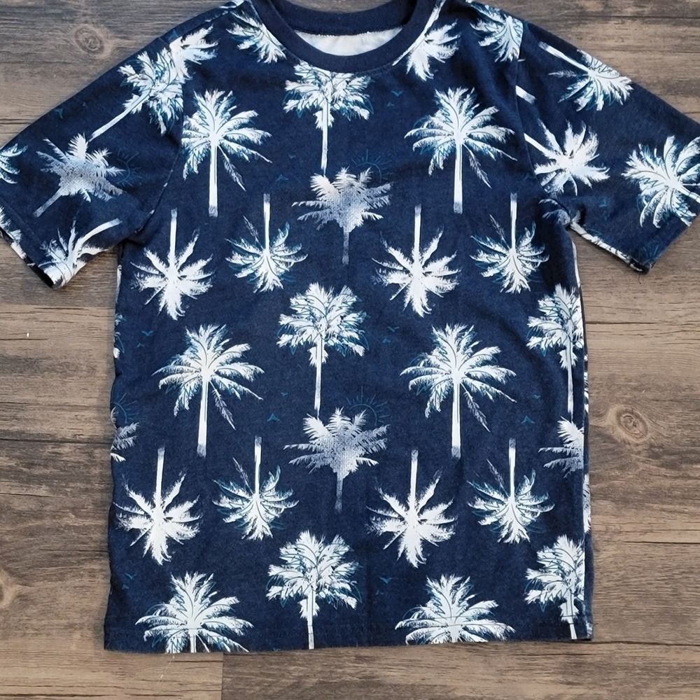 365 Kids from Garanimals Boys Navy Blue Palm Tree Print T-Shirt Size 10